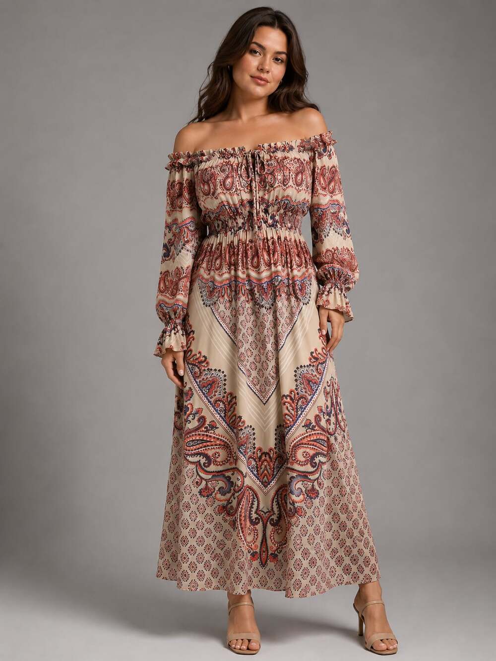 Love Reign Off-Shoulder Paisley Print Maxi Dress Size M
B142JC